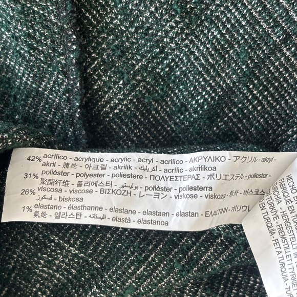 Zara Retro Vibes Tweed Belted Mini Dress - Green/Black Size M - Picture 9 of 9